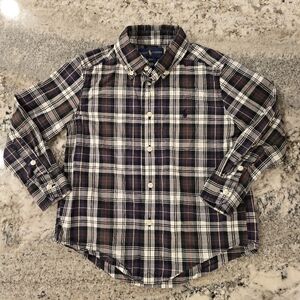 Boys Ralph Lauren Plaid Button Up Dress Shirt 4 4T